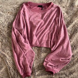 Urban Outfitters Cropped Pink Long Sleeve Shirt